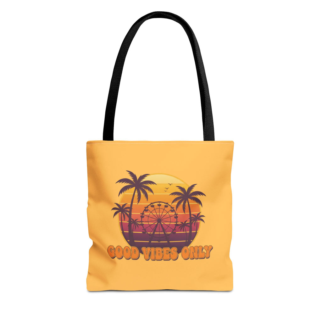 Good Vibes Only Tote Bag – Retro Sunset Palm Beach Tote