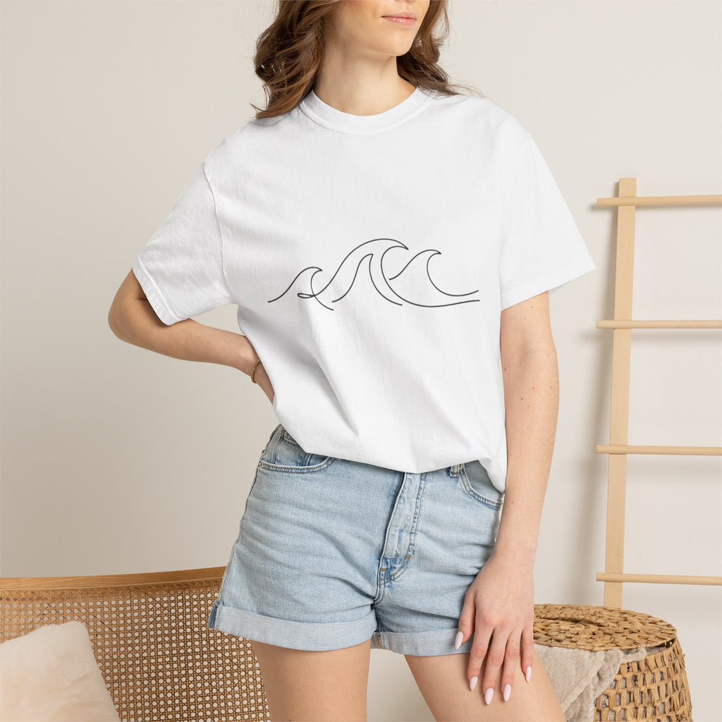 Minimal Wave Line T-Shirt — Simple Surf Graphic Tee
