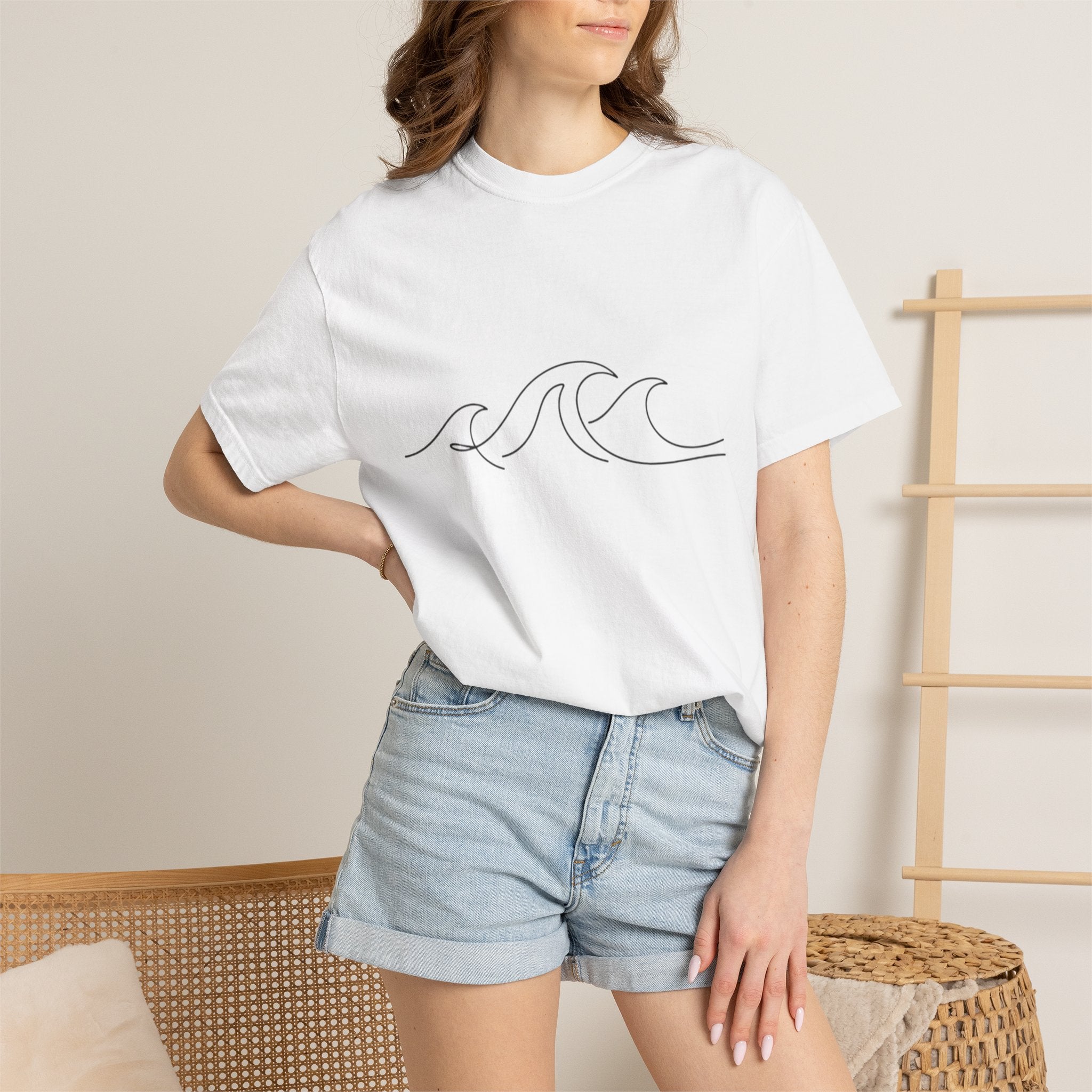 Minimal Wave Line T-Shirt — Simple Surf Graphic Tee