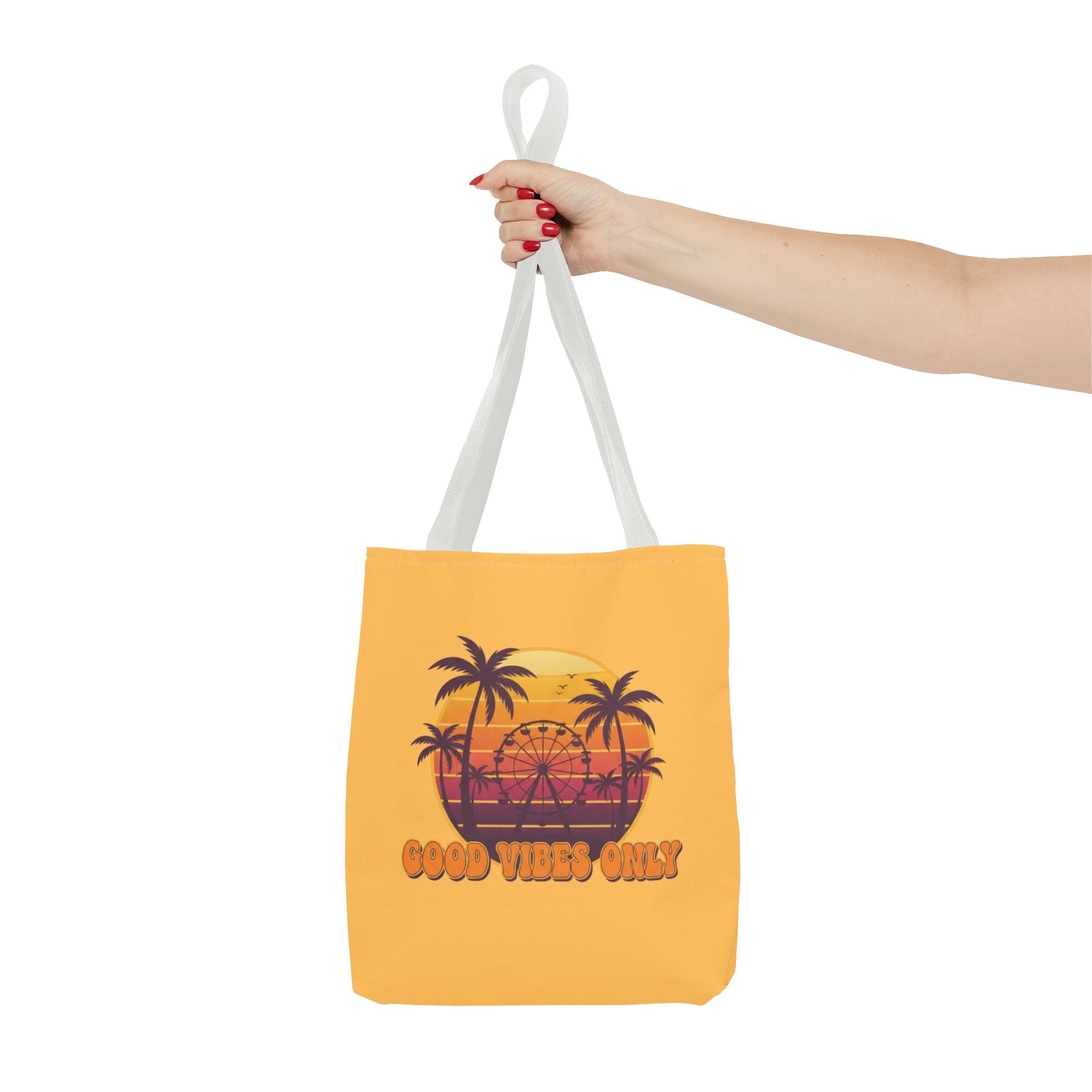 Good Vibes Only Tote Bag – Retro Sunset Palm Beach Tote