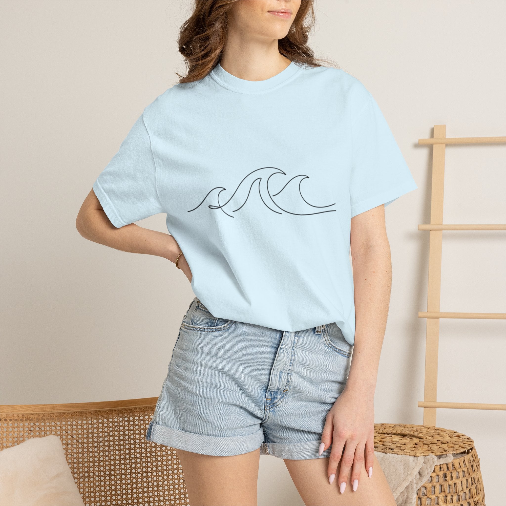 Minimal Wave Line T-Shirt — Simple Surf Graphic Tee