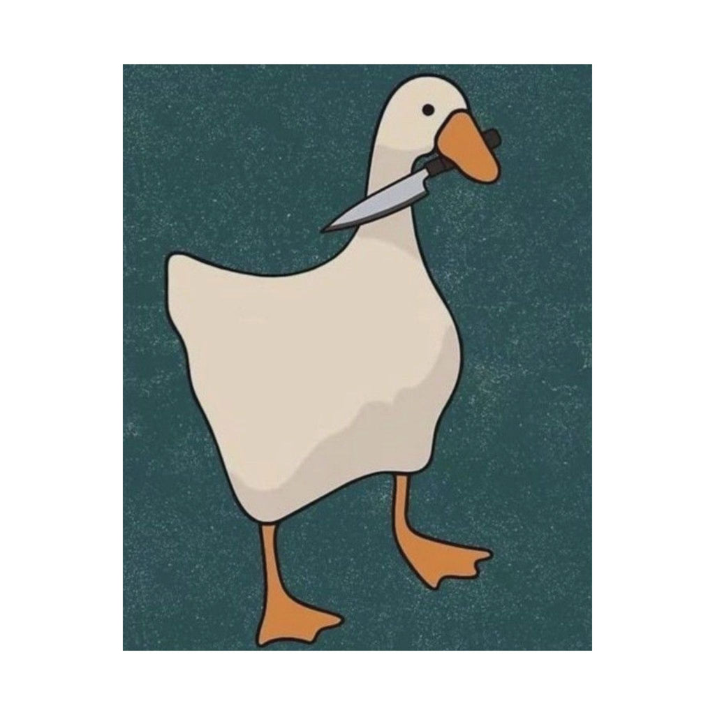 Knife-Holding Goose Matte Poster — Funny Dark Humor Wall Art