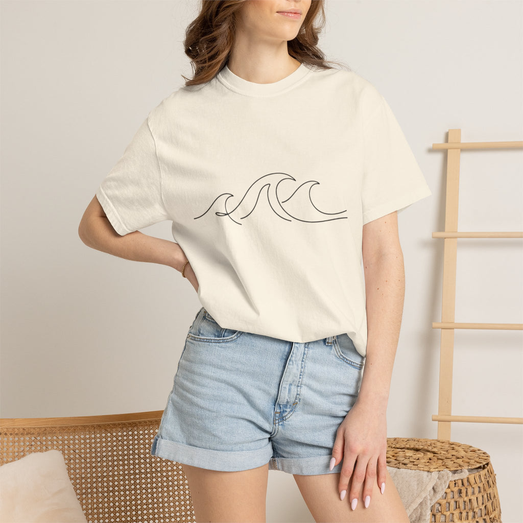 Minimal Wave Line T-Shirt — Simple Surf Graphic Tee