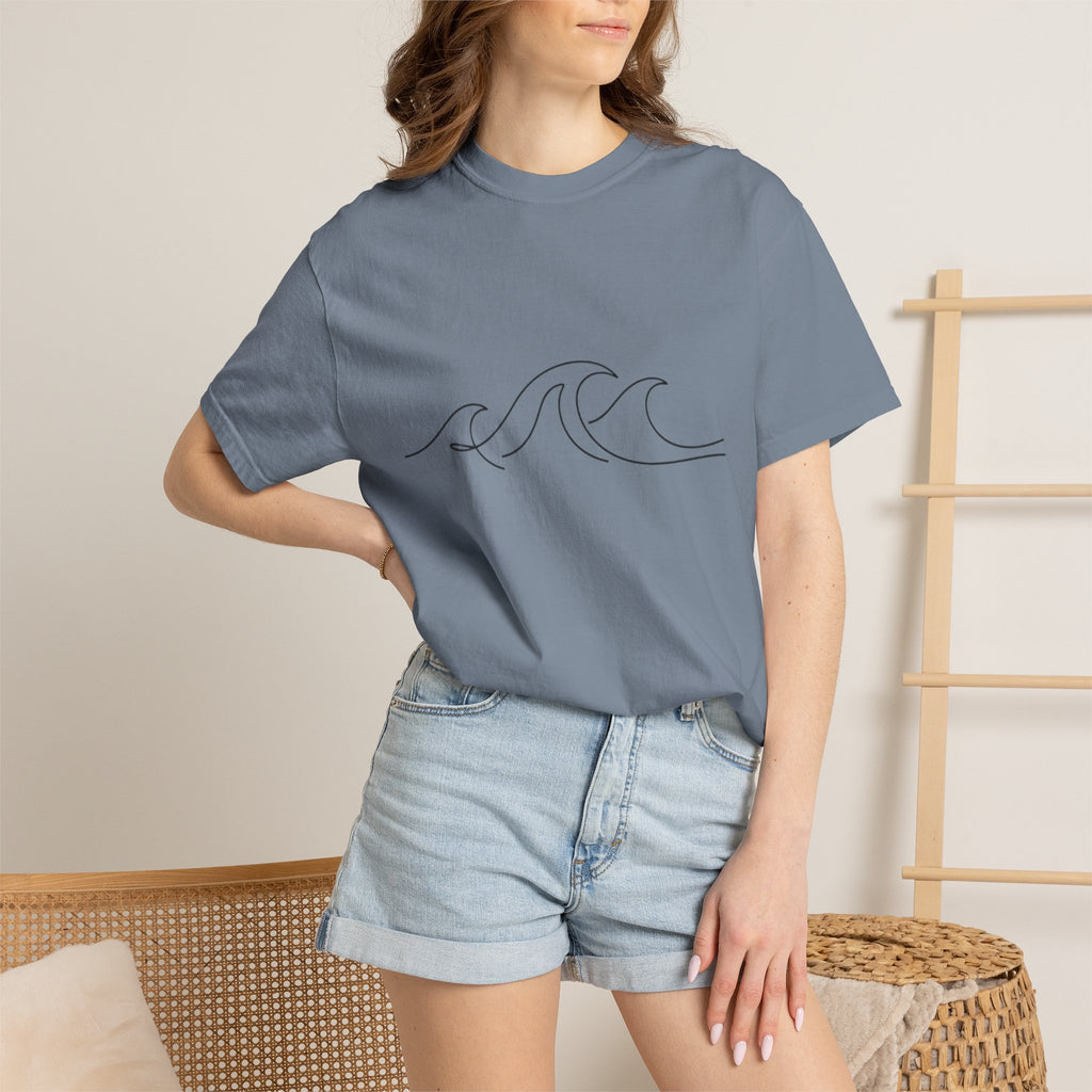 Minimal Wave Line T-Shirt — Simple Surf Graphic Tee