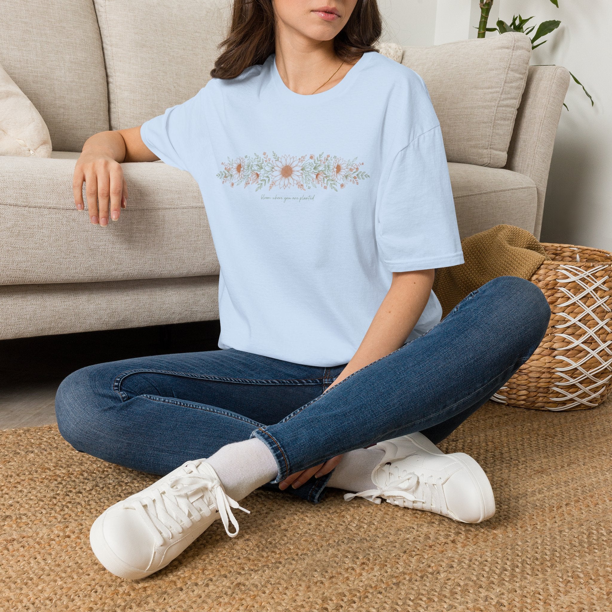 Floral Daisy Garland T-Shirt — 'bloom where you are planted'