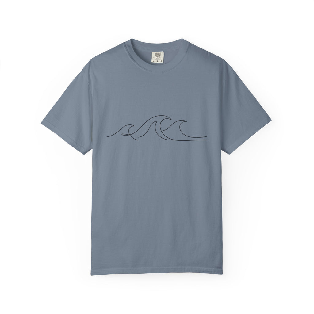 Minimal Wave Line T-Shirt — Simple Surf Graphic Tee