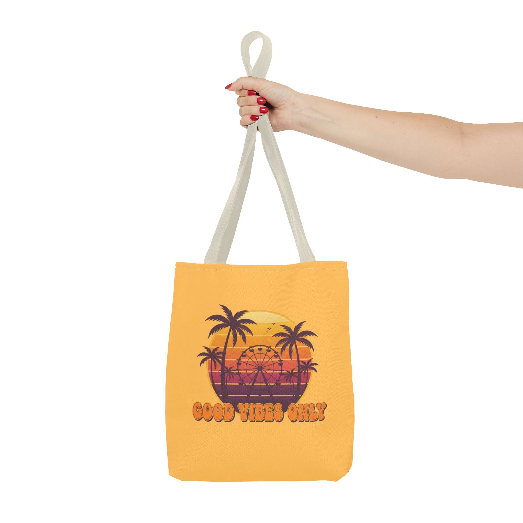 Good Vibes Only Tote Bag – Retro Sunset Palm Beach Tote
