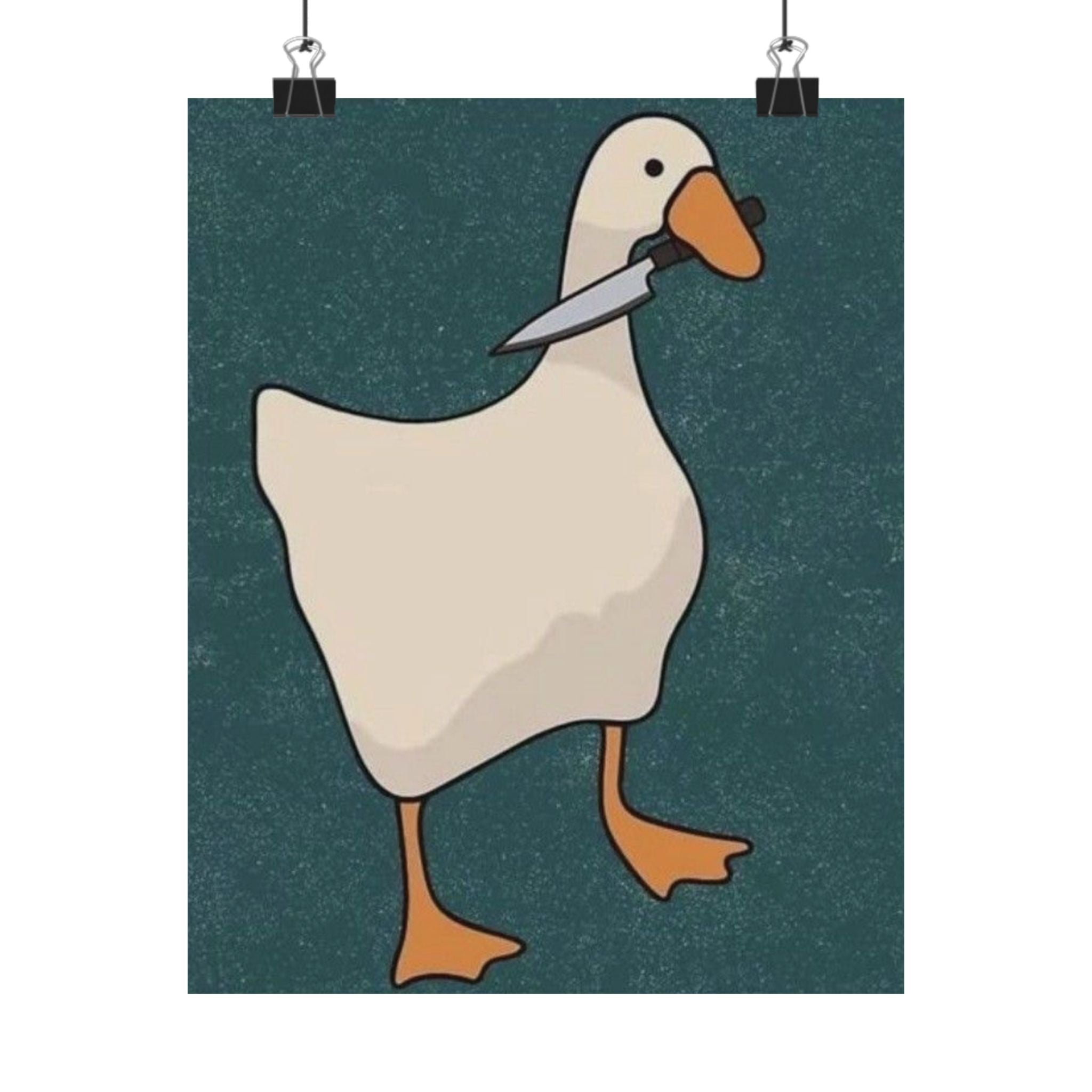 Knife-Holding Goose Matte Poster — Funny Dark Humor Wall Art