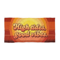 High Tides, Good Vibes Beach Towel — Retro Sunset Surf Vibe