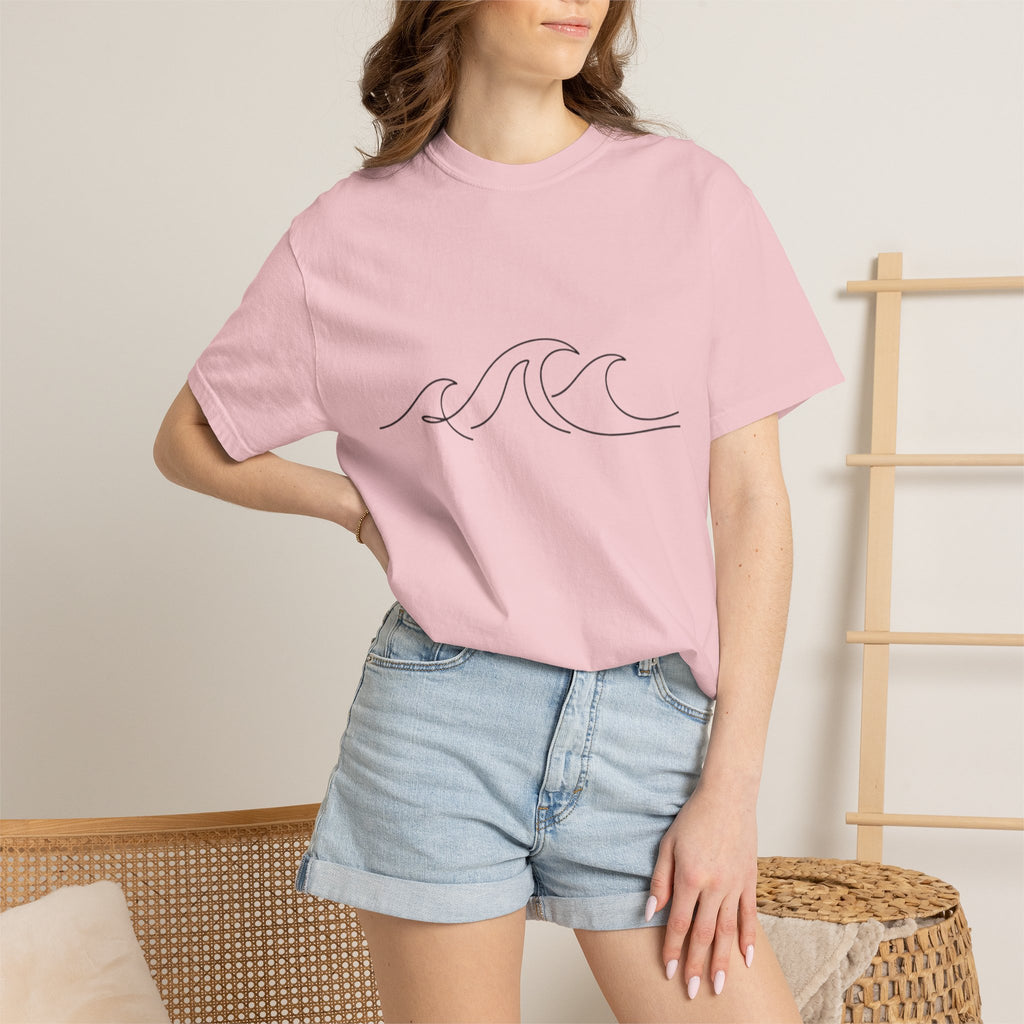 Minimal Wave Line T-Shirt — Simple Surf Graphic Tee