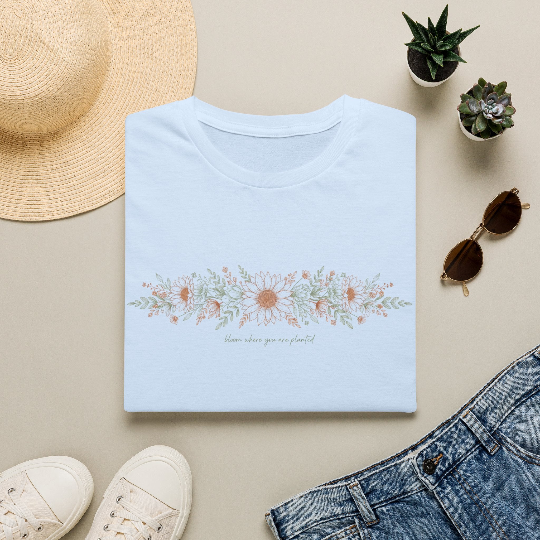 Floral Daisy Garland T-Shirt — 'bloom where you are planted'