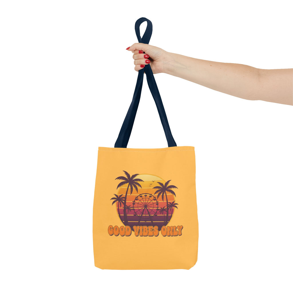 Good Vibes Only Tote Bag – Retro Sunset Palm Beach Tote