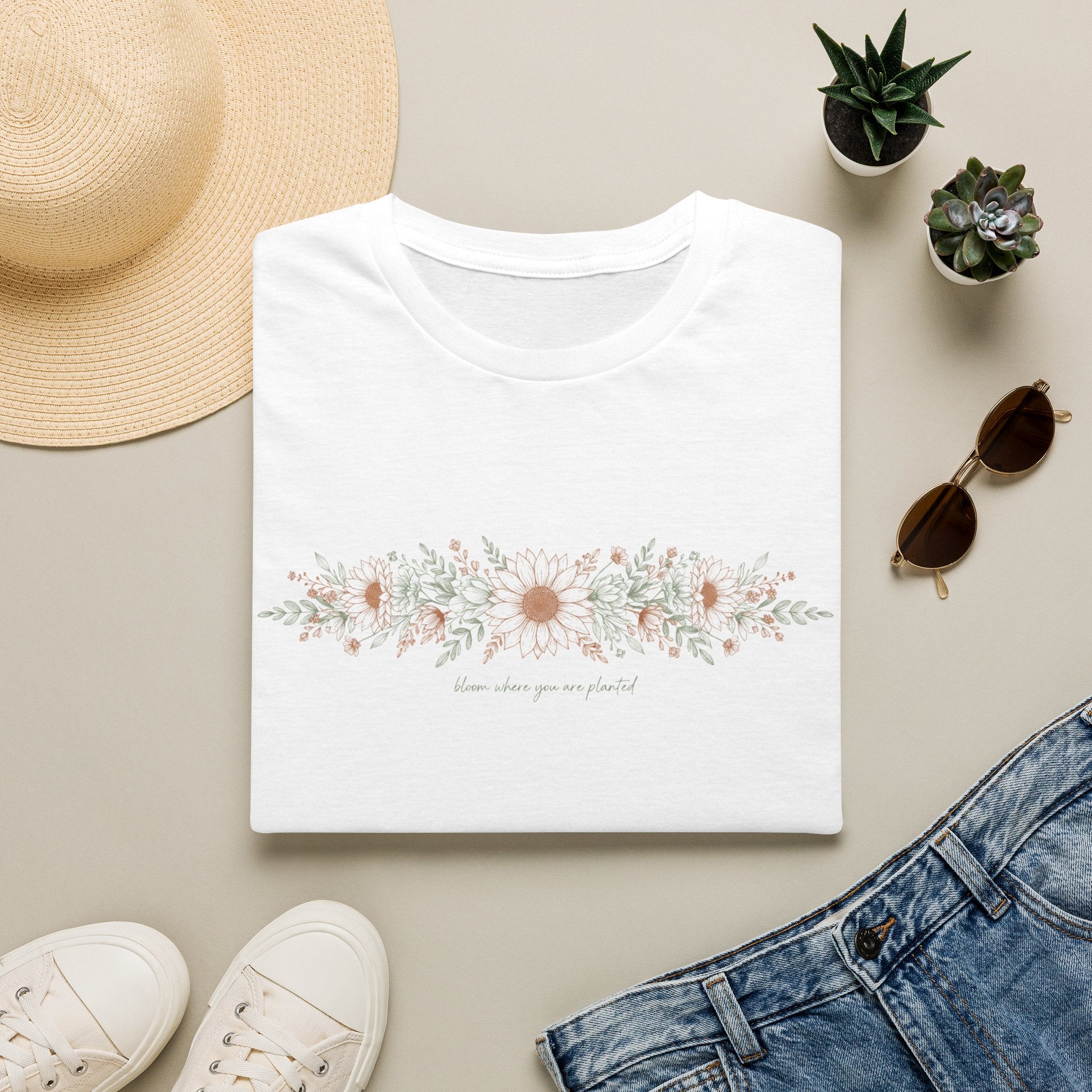 Floral Daisy Garland T-Shirt — 'bloom where you are planted'
