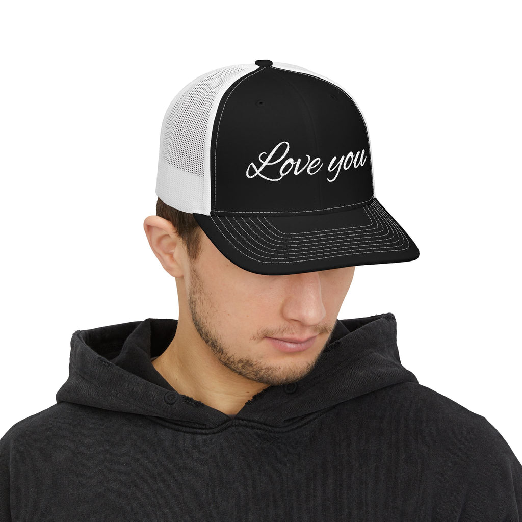 Love You Trucker Cap — Embroidered Script Snapback