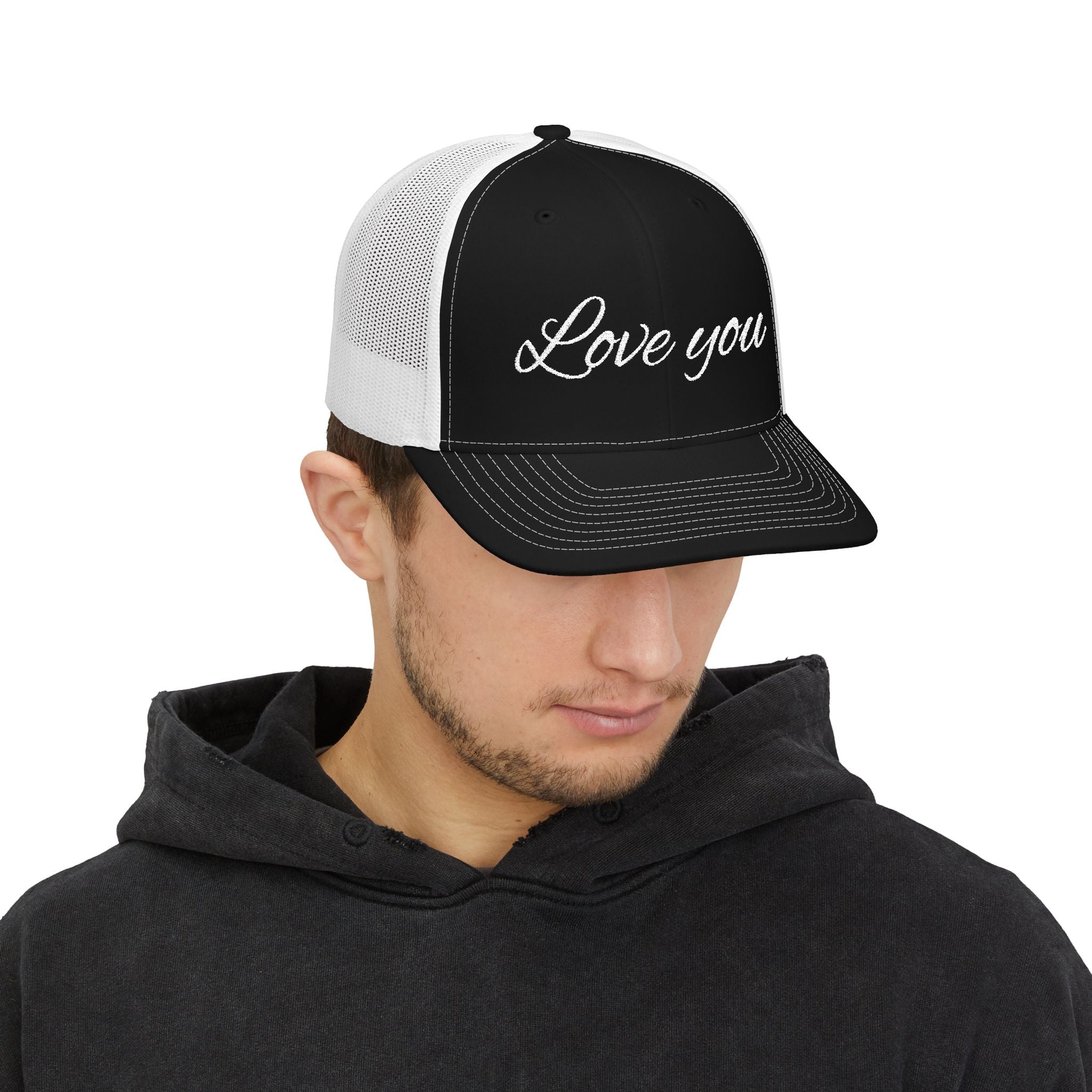 Love You Trucker Cap — Embroidered Script Snapback