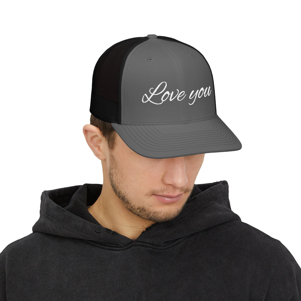 Love You Trucker Cap — Embroidered Script Snapback