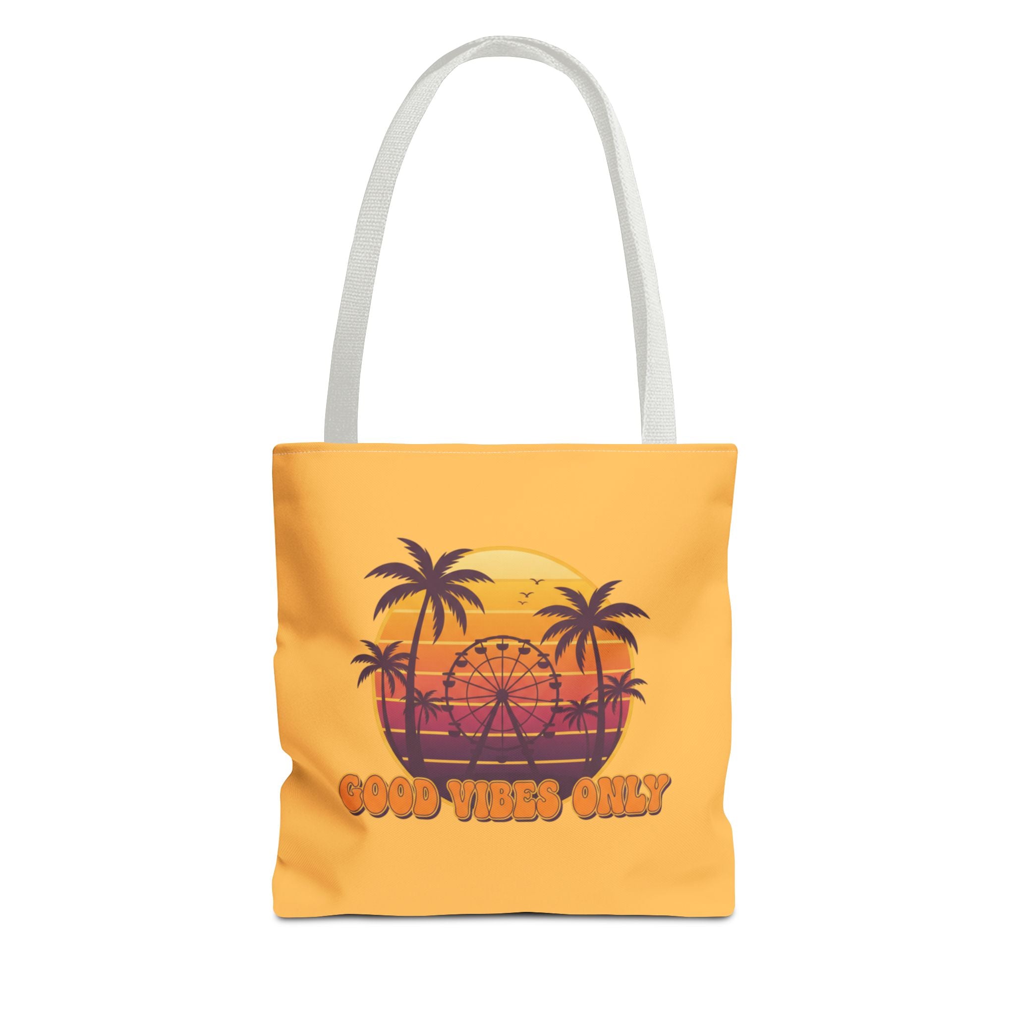Good Vibes Only Tote Bag – Retro Sunset Palm Beach Tote
