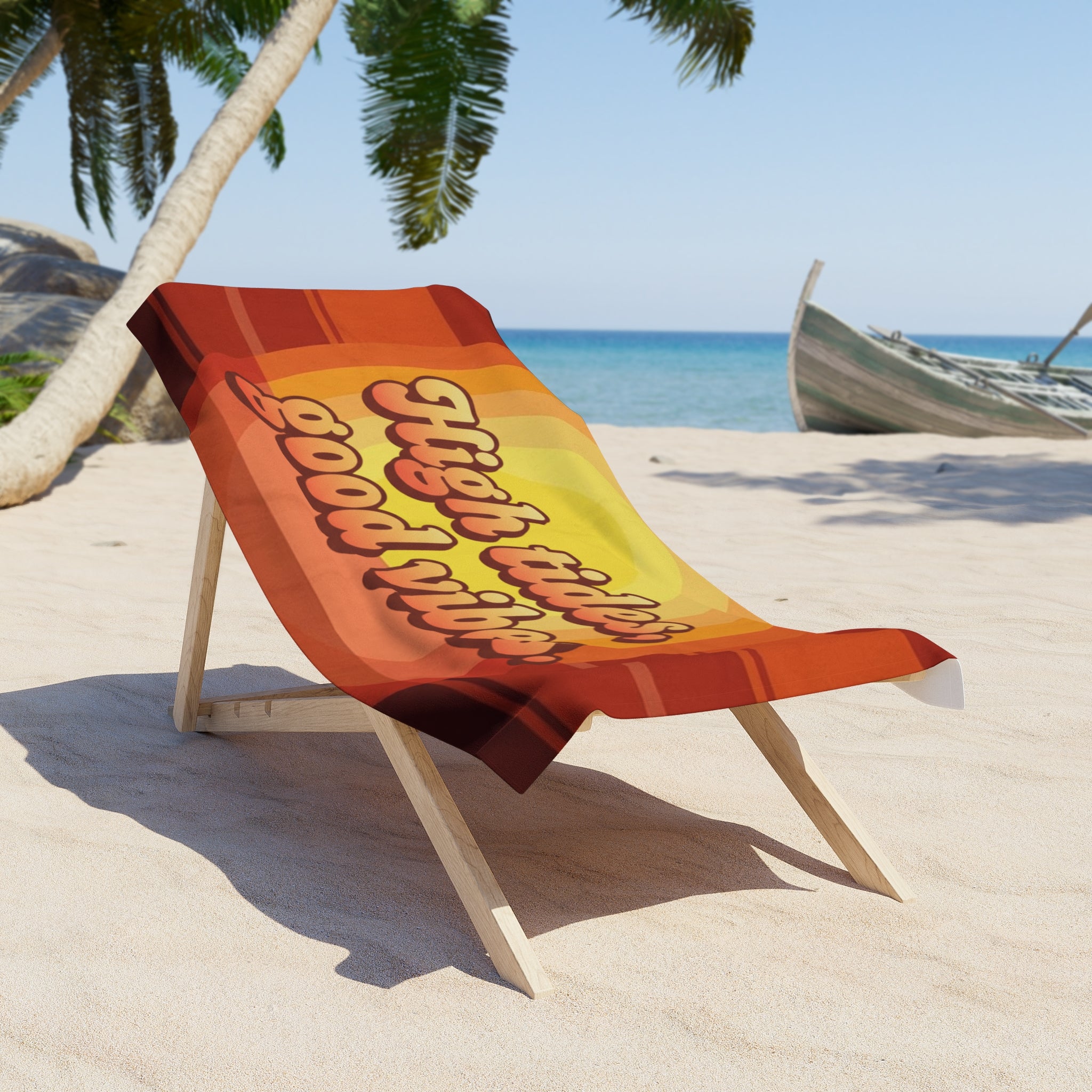 High Tides, Good Vibes Beach Towel — Retro Sunset Surf Vibe