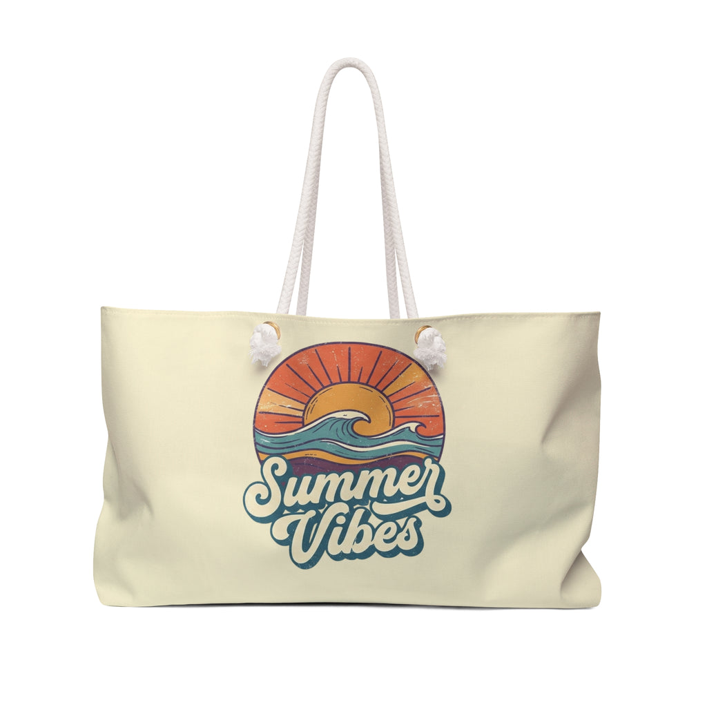 Summer Vibes Weekender Bag — Retro Sunset Beach Travel Tote