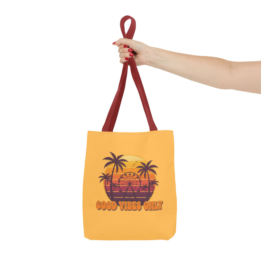 Good Vibes Only Tote Bag – Retro Sunset Palm Beach Tote