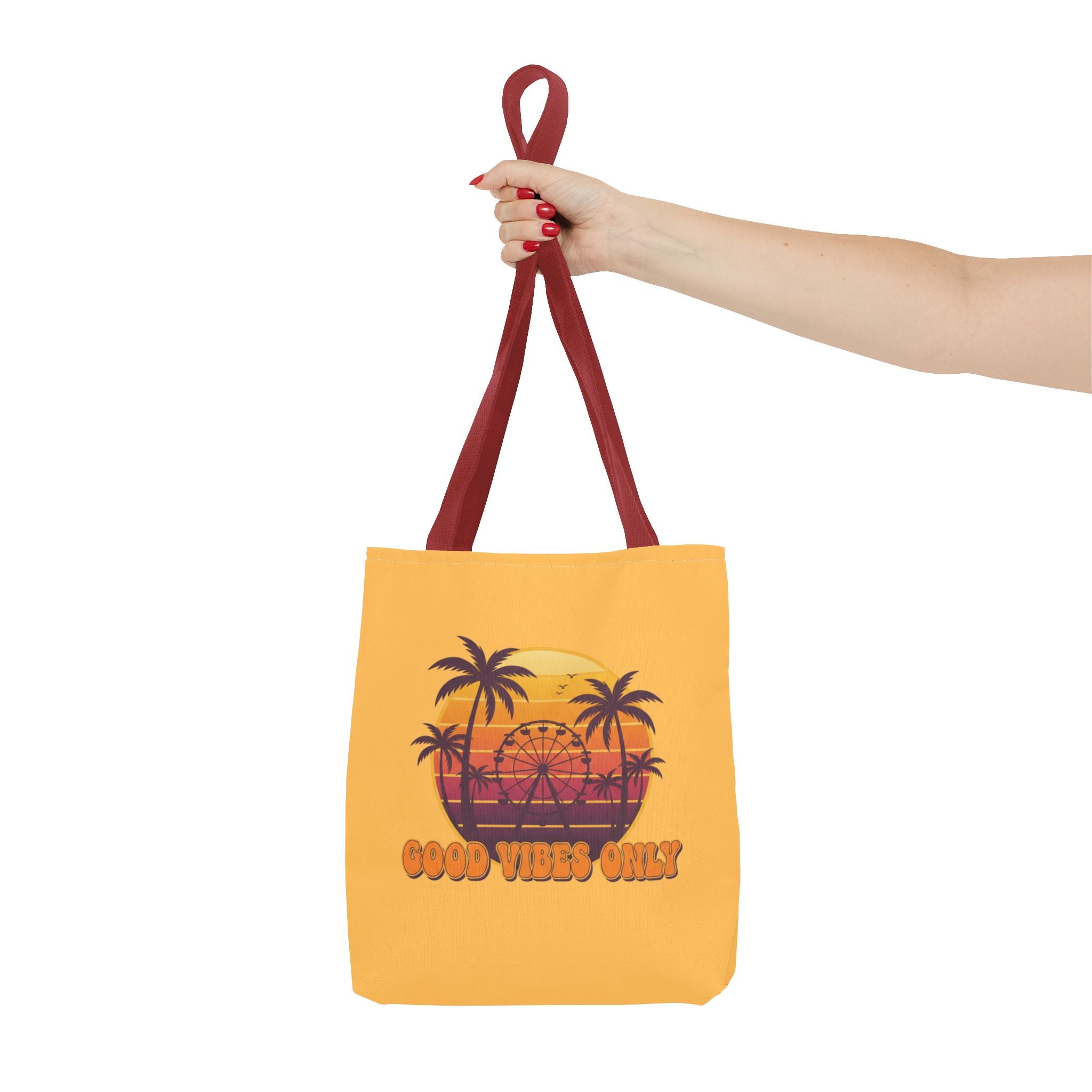 Good Vibes Only Tote Bag – Retro Sunset Palm Beach Tote